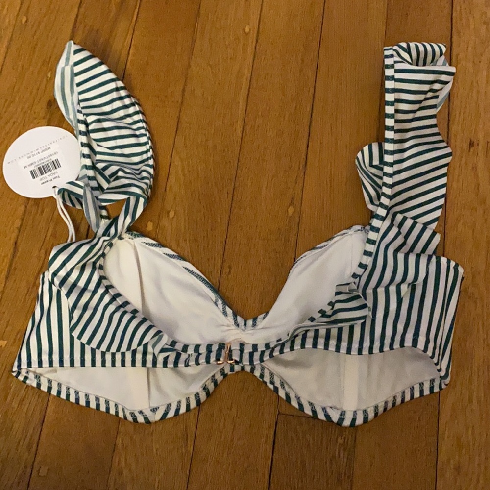 Tori Praver Vada Striped Ruffle Bikini Top - Picture 4 of 11